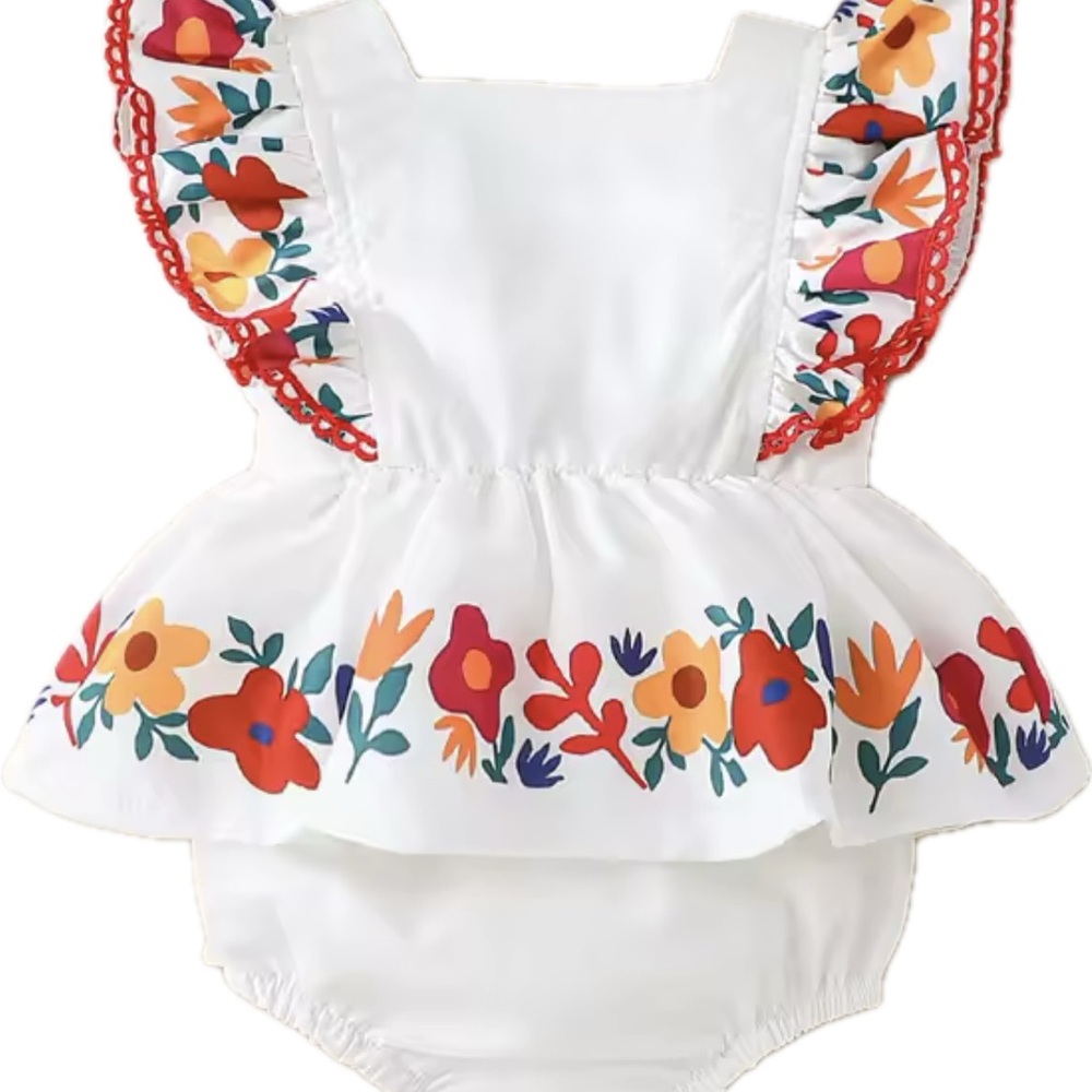 New “Mexican style” Floral Ruffle Baby Romper 12-18 months
